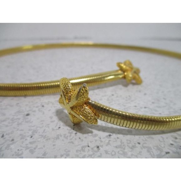 *Vintage Gold Omega Link Stretchy Nautical Starfish Clasp Belt - Picture 2 of 7